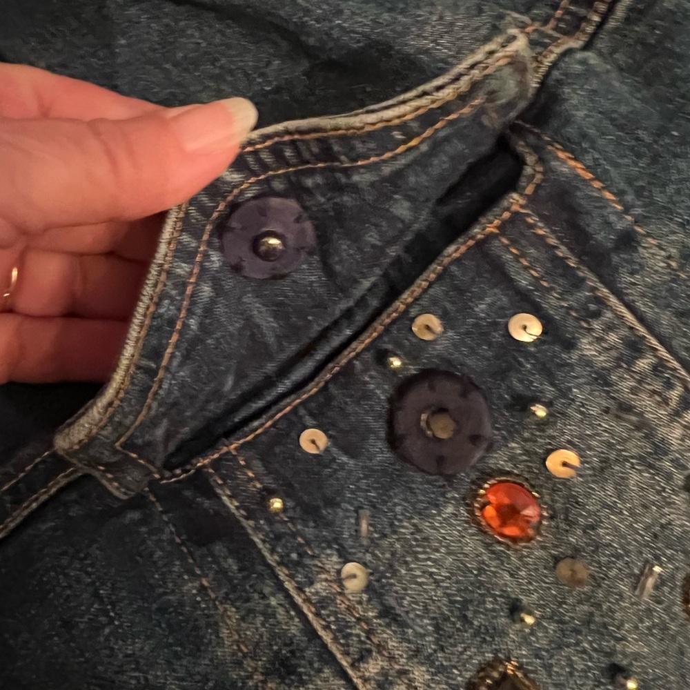 Berek 2 by Takako Sakon Art to Wear Denim Jacket w Jewels rhinestones & Sequins - Picture 8 of 9